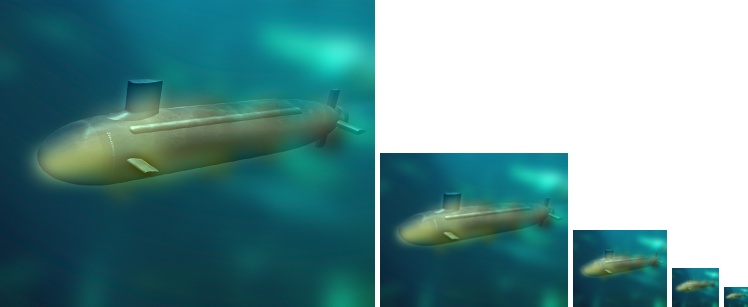 All Sizes of the Hybrid fish-submarine image.