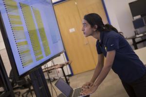 girl working on computer