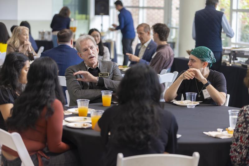 Board members having lunch with students