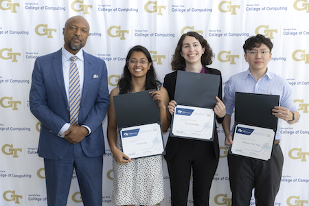GT Computing Dean Isbell group photo with student award winners