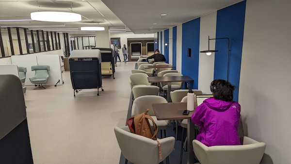 Students work in renovated space on the first floor of CCB.