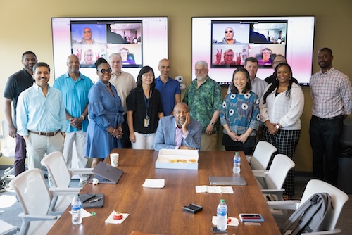 Former Group photo of GT Dean of Computing Charles Isbell and the college leadership team in 2023.