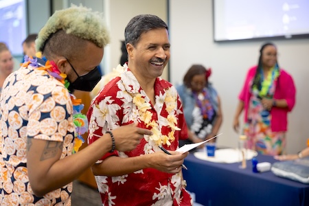 GT Computing Dean Vivek Sarkar enjoys a staff team-building event