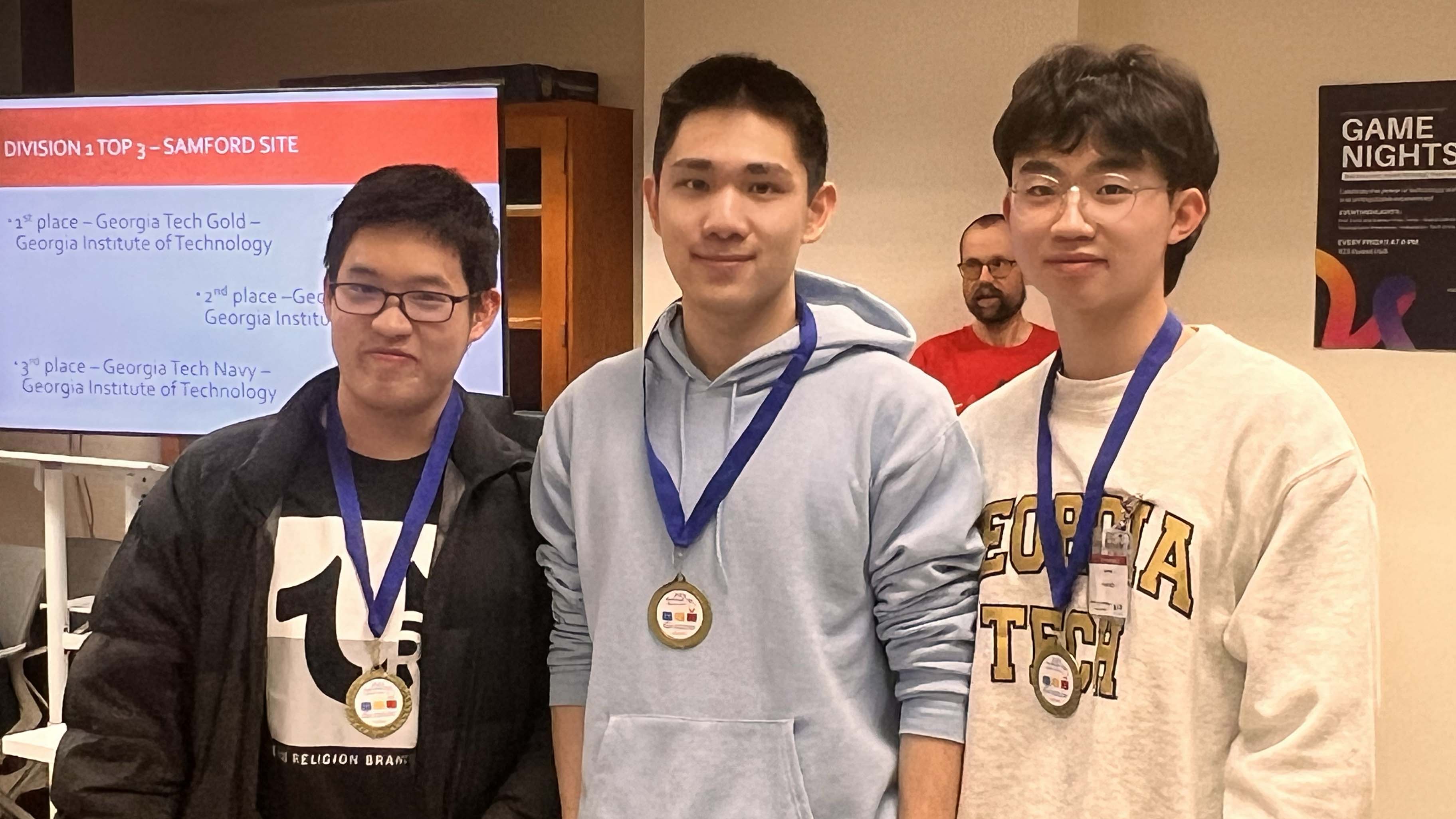 Minh Trong Ho, Edward Chen, and Kevin Shan won second place in the regional competition. Photos by Edward Chen