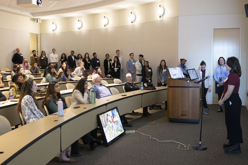 Girl speaking to audience