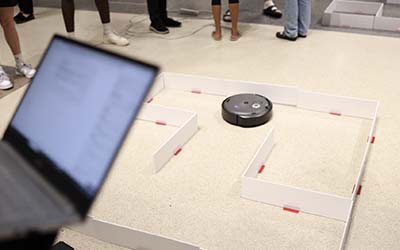 Students use robots in class