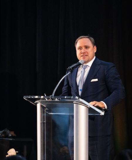 GT Alumnus Dmitri Alperovitch (CS 2001, MS InfoSec 2003) speaks during his induction into the College of Computing Hall of Fame