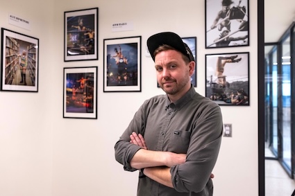 Georgia Tech creative producer Kevin Beasley photo portrait with his wrestling exhibit