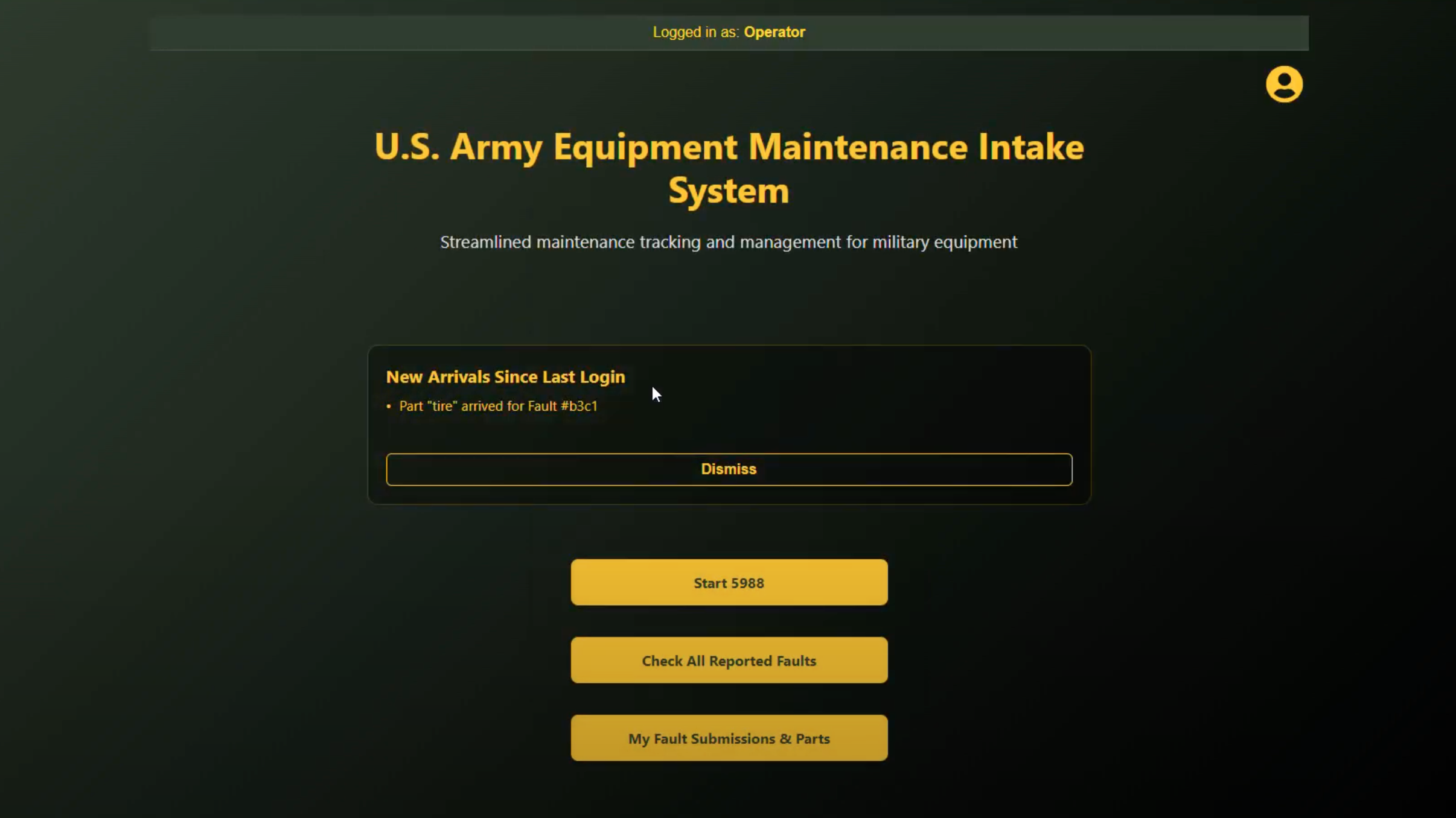 Army intake system