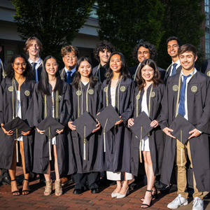 Graduating students in their robes.
