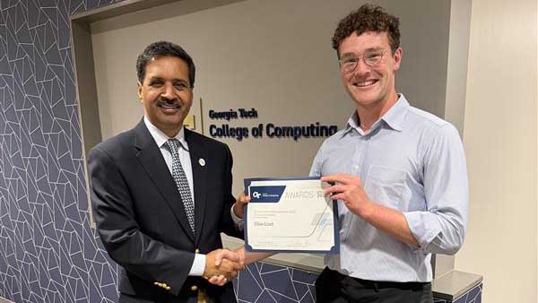 Elias Lind won the Outstanding Undergraduate Head Teaching Assistant award. Photo by Pedro Feijóo-García/ College of Computing. 