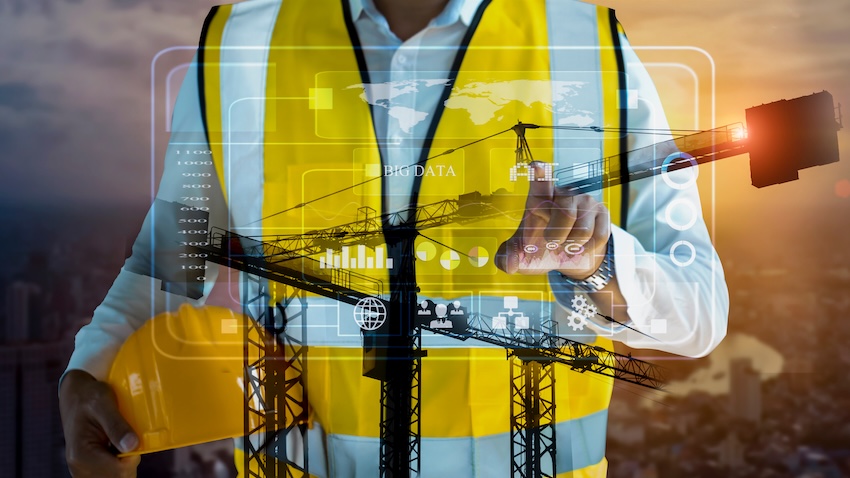 Adobe Stock composite illustrating AI use in construction