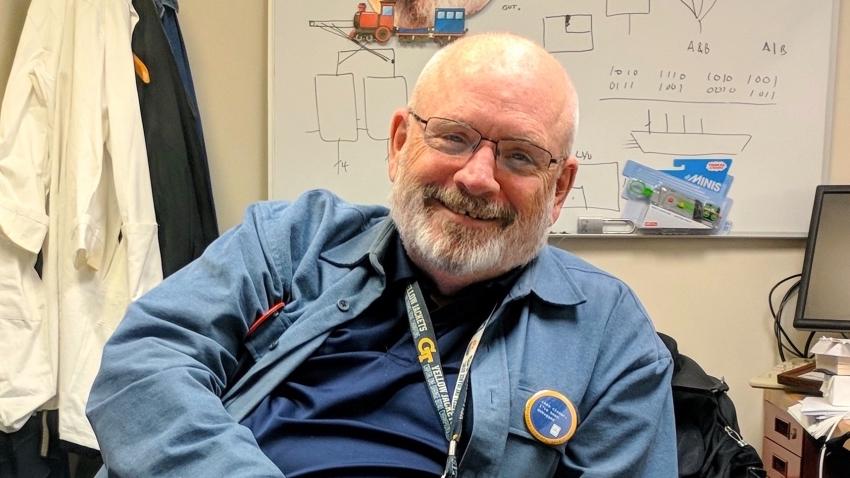 Computing Instructor Emeritus Bill Leahy in his office at Georgia Tech in 2017.