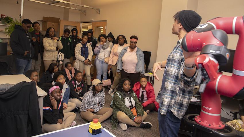 High school students learning about robotics at Georgia Tech