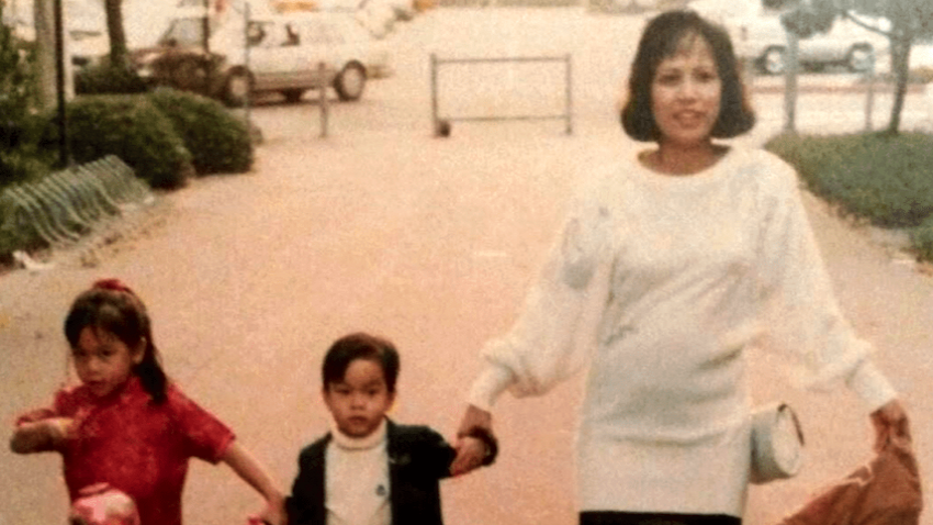 Georgia Tech Alumna Kathy Pham, CS 07, MS CS 09 as a child with her brother and mother