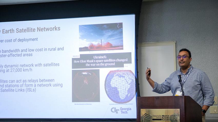 Satellite Networks: Ahmed Saeed, an assistant professor in the School of Computer Science, was selected to present his research on satellite networks in low earth orbit. (Credit: Sean McNeil, GTRI)