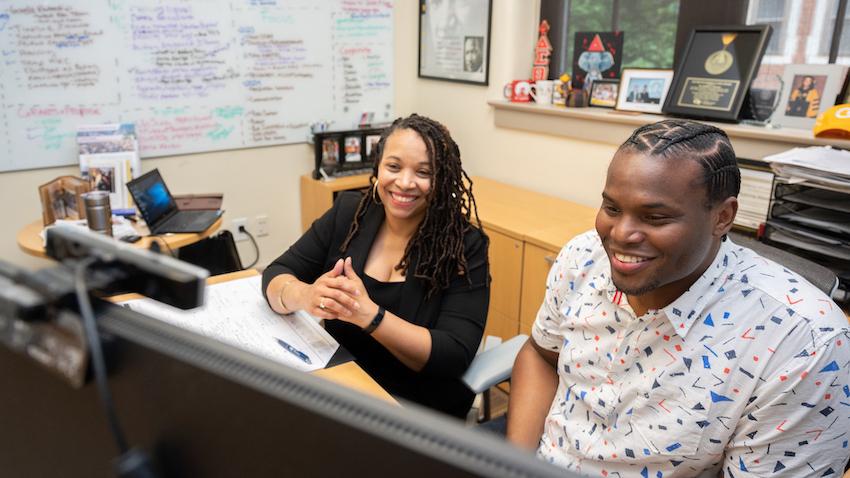 Georgia Tech OMED Director Sybrina Atwaters and Kantwon Rogers, OMED director for the day