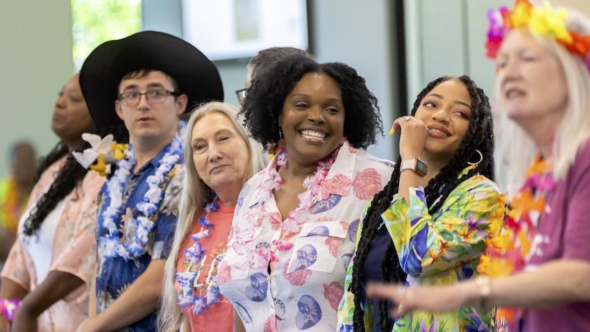 GT Computing staff enjoy a team-building event and tropical celebration