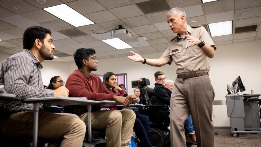 General Paul Nakasone speaks to a class of Georgia Tech students 