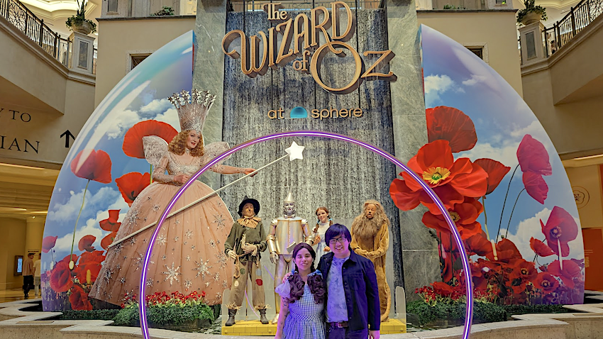 GT CS Alum Albert Shaw poses with 'Dorothy' at The Wizard of Oz at Sphere.