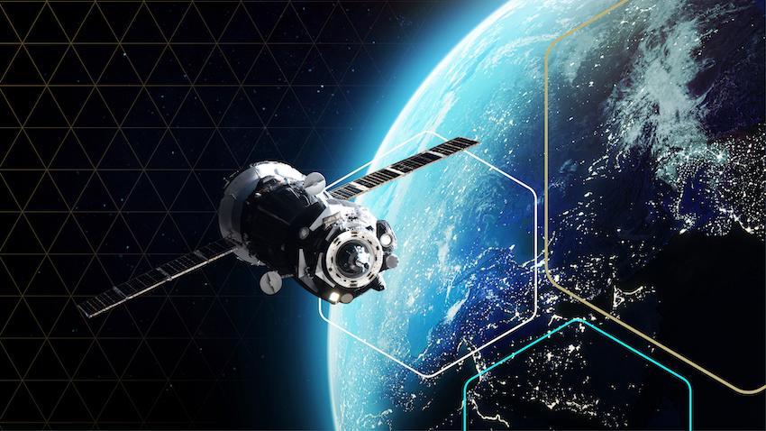 Satellite orbiting earth