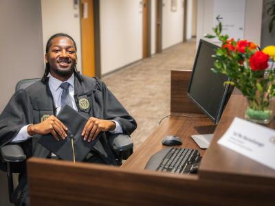 During his time at Georgia Tech, Tai'Re has been involved in clubs and research, and worked as a student assistant. Photos by Kevin Beasley/ College of Computing.