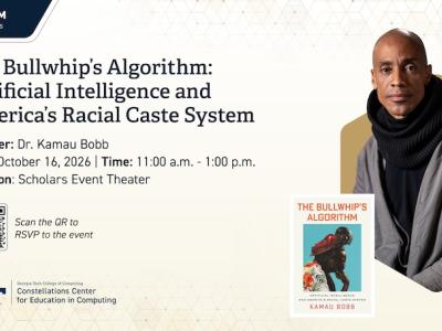 Flyer with information about Kamau Bobb's upcoming speaking engagement at Georgia Tech on Oct. 16