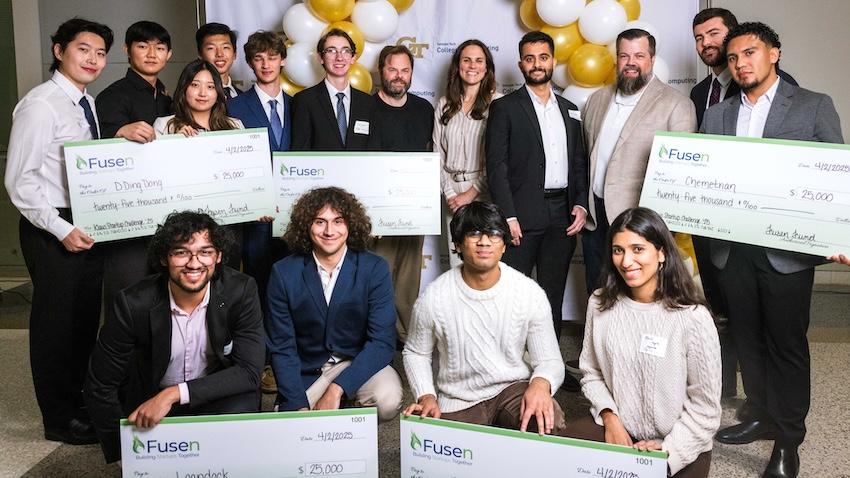 Fifth Annual Klaus Startup Challenge winners pose with Chris Klaus and judges