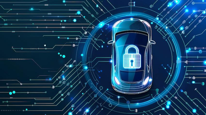 A digital image of a car with a lock on it