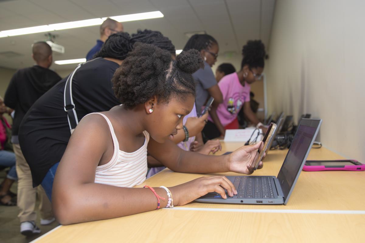 Girl working on a computer