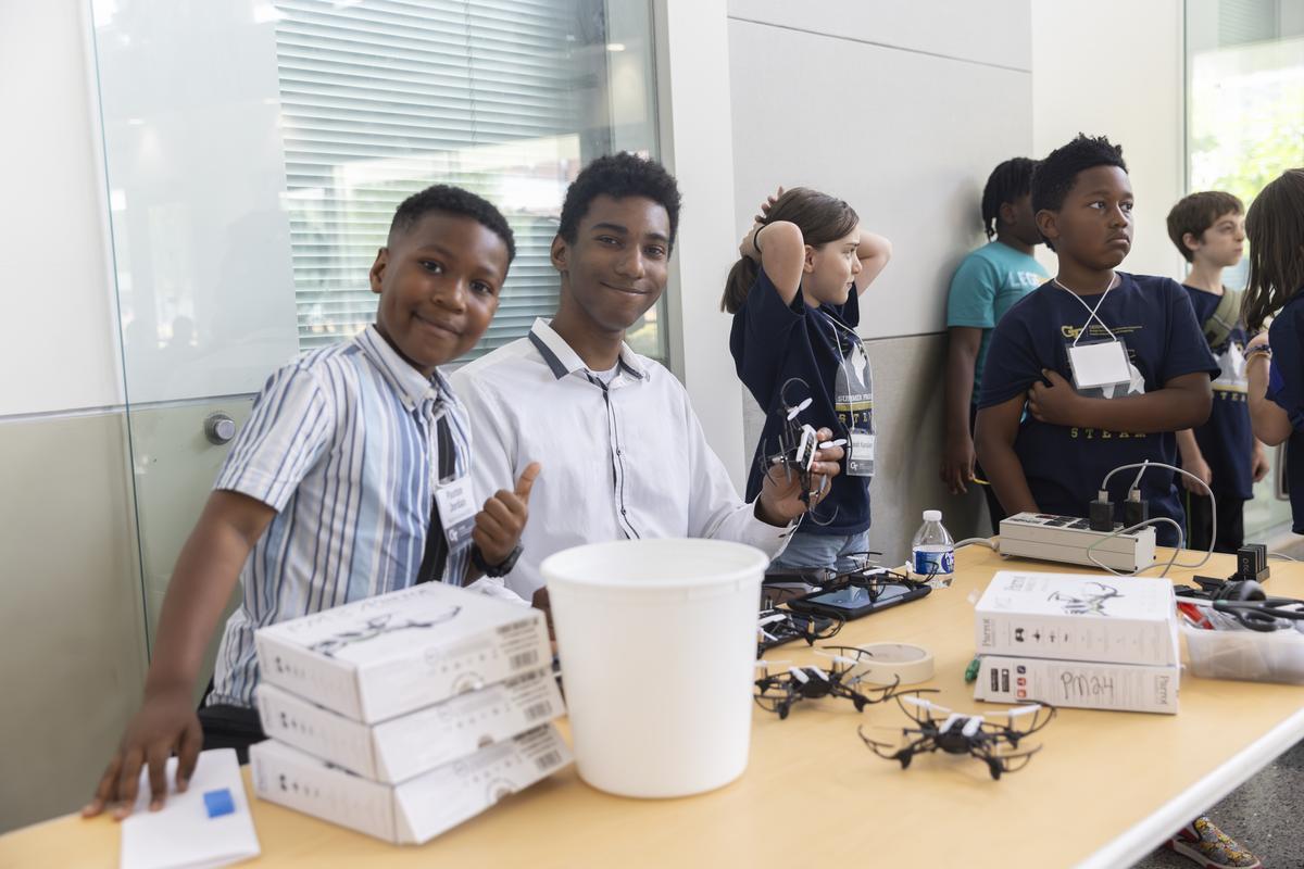 A student hanging out with a counselor