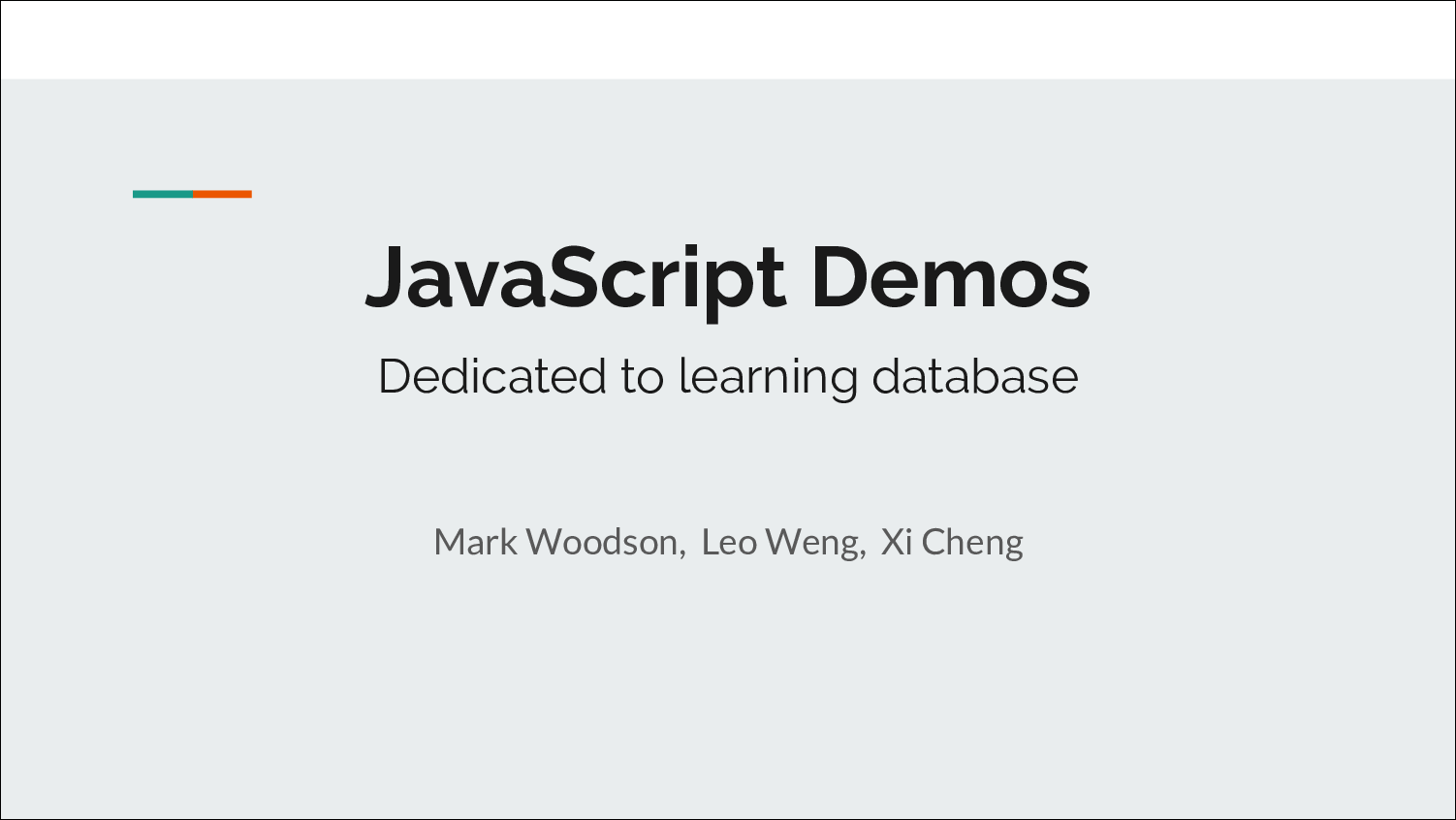 [PRESENTATION] Learning Database Management Protocols via JavaScript Demos (I)